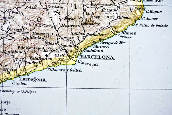 Handgjorda gamla karta över Spanien — Stockfoto