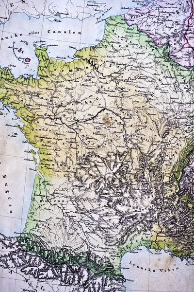 Kézzel készített ősi Térkép Franciaország — Stock Fotó