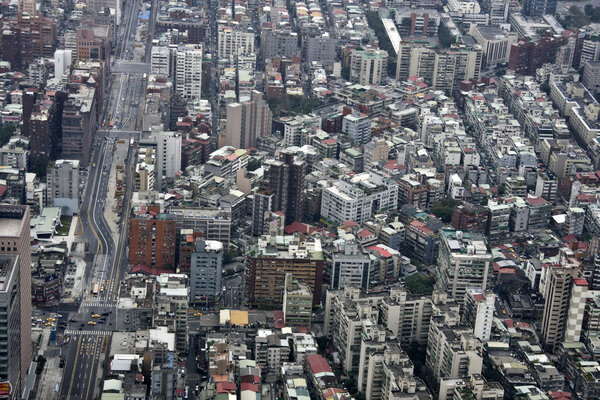 Aerial view Taibei city from the top of 101 Tower