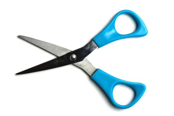 Blue scissors isolated on white — Stock Photo, Image