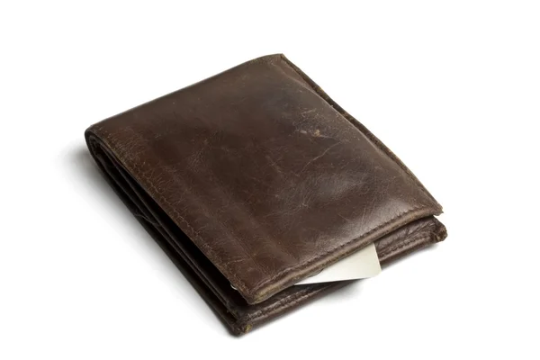 Kredi kartı ile kahverengi cüzdan — Stok fotoğraf