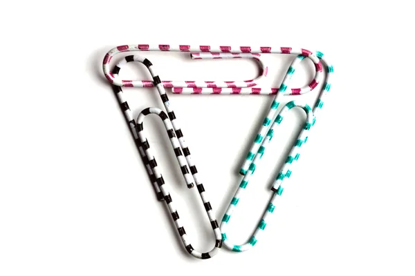 Three multicolored paperclips — Stock Photo, Image
