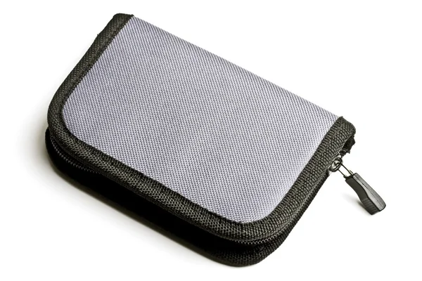 白で隔離される灰色の財布 — ストック写真