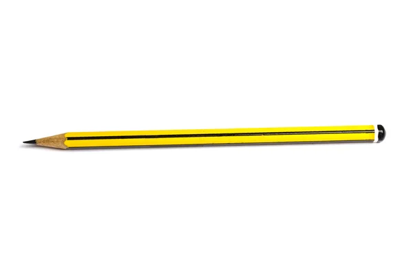 Lápis amarelo isolado em branco — Fotografia de Stock