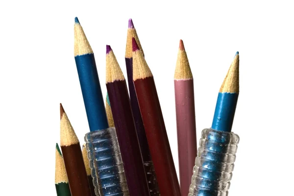 Barevné tužky na zaměření — Stock fotografie