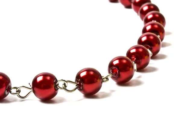 美丽的红色字符串的珠子特写 — 图库照片