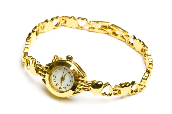 Kvinna guld armbandsur — Stockfoto