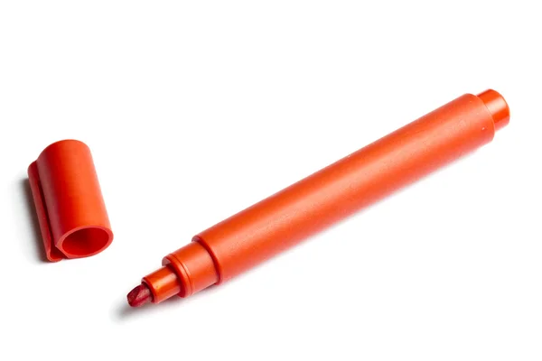 빨간 형광펜 흰색 절연 — 스톡 사진