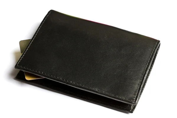 Portafogli nero con carta di credito — Foto Stock
