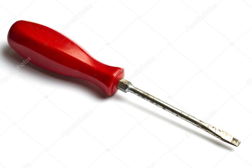 Red screwdriver isolated on white