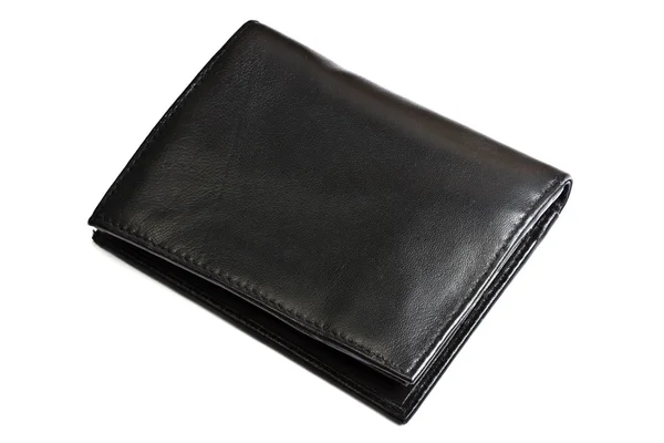 Černá peněženka izolovaných na bílém — Stock fotografie