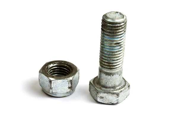 Nut and bolt isolated on white — Stock Photo, Image