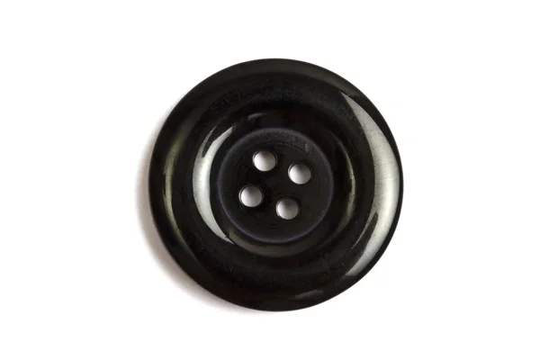 Botón de ropa negro aislado en blanco — Foto de Stock