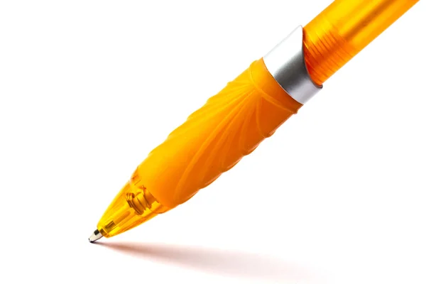 stock image Yellow pen closeup on white