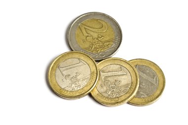 beyaz izole euro coins