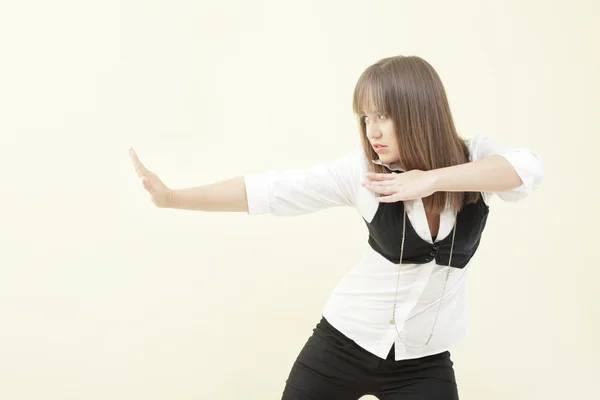 Woman in a karate pose — Stock Photo, Image