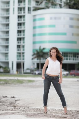 Fashionable woman in an urban setting