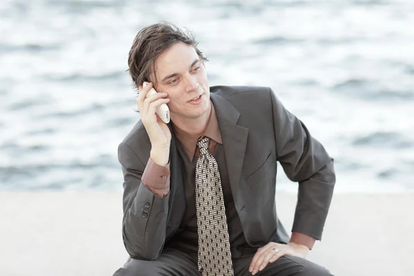 Trendy businessman on the phone — Stock Photo, Image