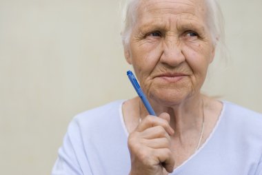 Elderly thoughtful woman clipart