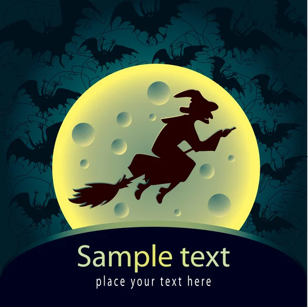 Halloween card with witch — Stock Vector