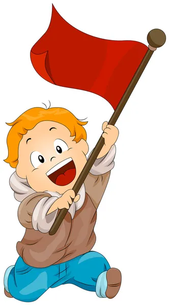 Chłopiec z czerwona flaga — Wektor stockowy