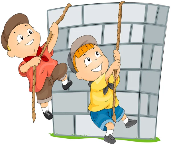 Діти скелелазіння стіна — стоковий вектор