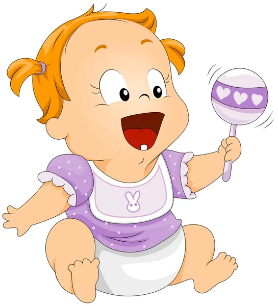 Bébé avec hochet — Image vectorielle