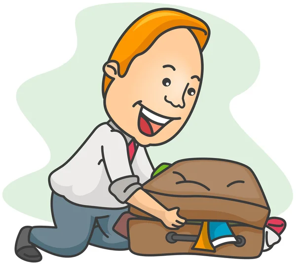 Man Overpacking — Stock Vector