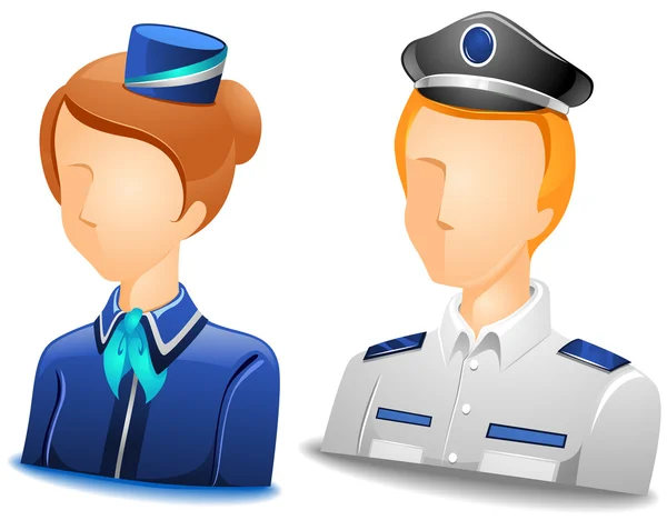 Avatars pilote / hôtesse de l'air — Image vectorielle
