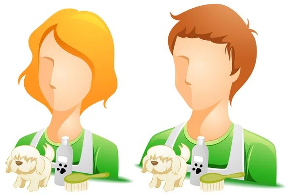 Avatares de peluquero de mascotas — Vector de stock