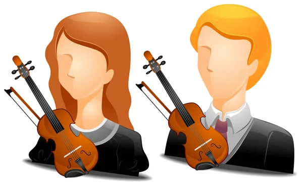 Avatares violinistas — Vector de stock