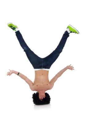 B-boy freeze on head clipart