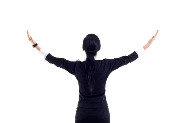 Woman with hands in the air — Stock Photo, Image