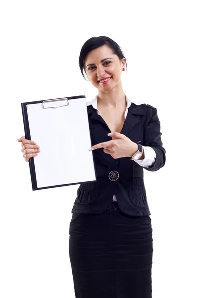 Kobieta wyświetlania notebooka — Zdjęcie stockowe