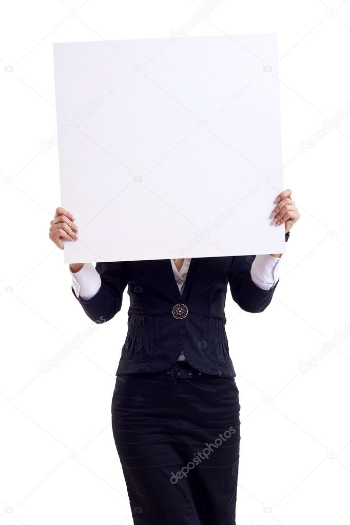 Businesswoman with blank board