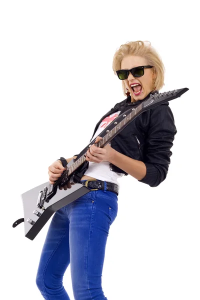 Passionerad tjej gitarrist — Stockfoto