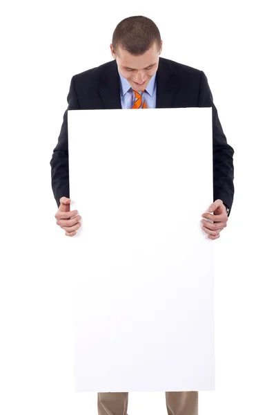 Man with blank board — Stock Photo, Image