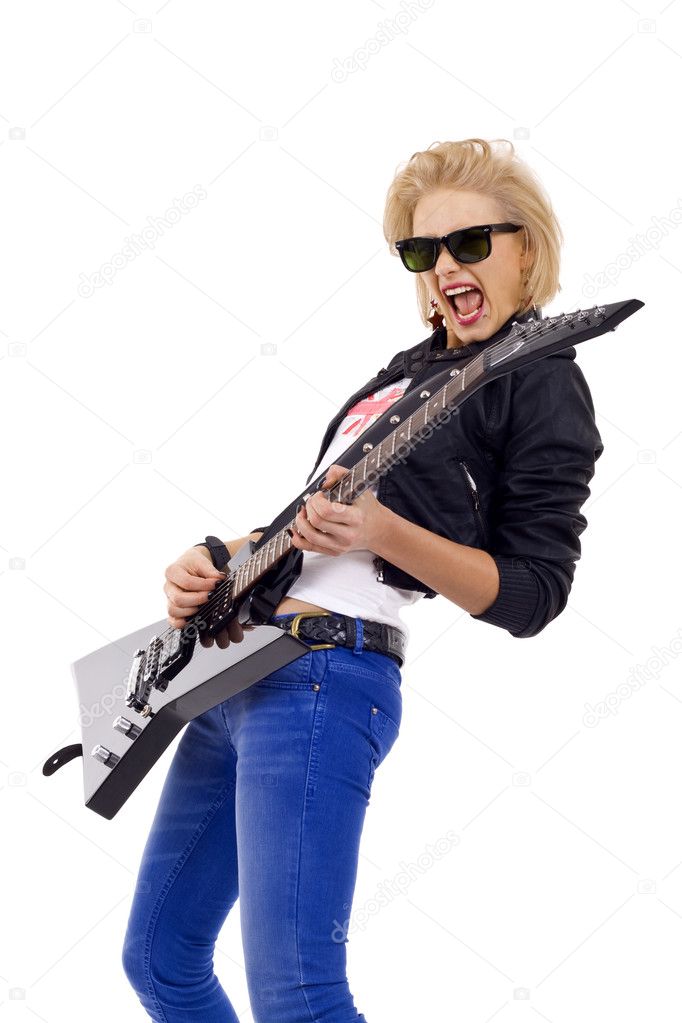 Passionate girl guitarist