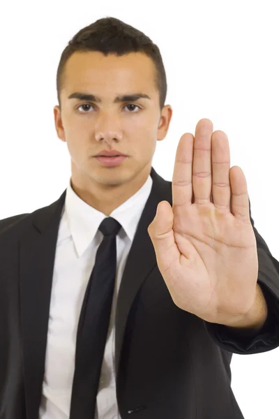 Zakenman gebaren stop — Stockfoto