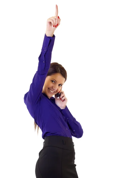 Businesswoman on the phone winning — Stock Photo, Image