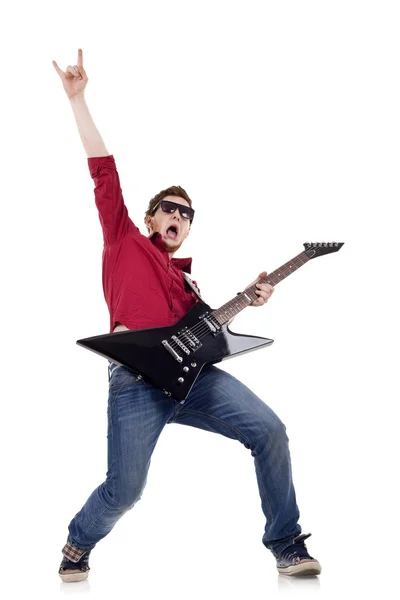 Симпатичный гитарист — стоковое фото