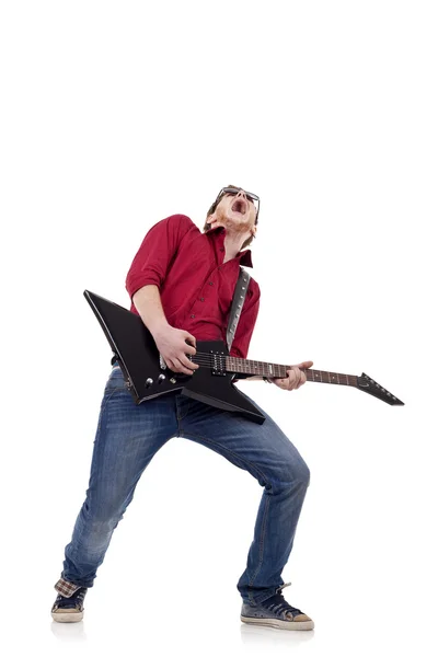 情熱的なギタリスト — ストック写真