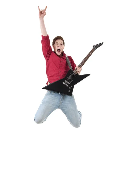 Guitariste saute — Photo