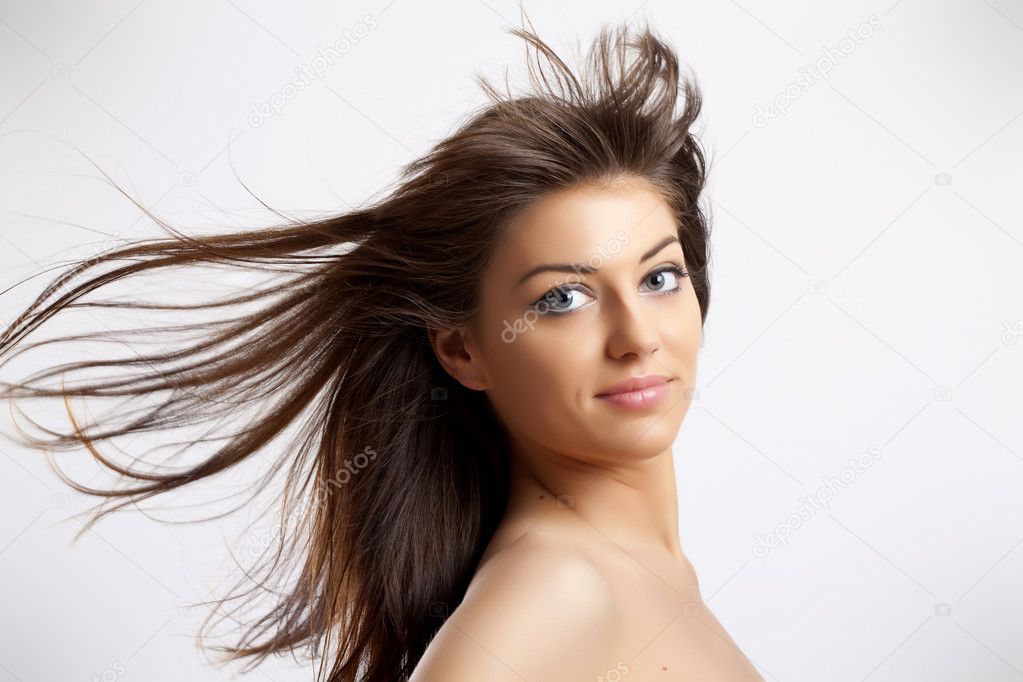 Woman with blown hair