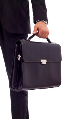 Business man holding a suitcase clipart