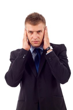 Man in the Hear no evil pose clipart