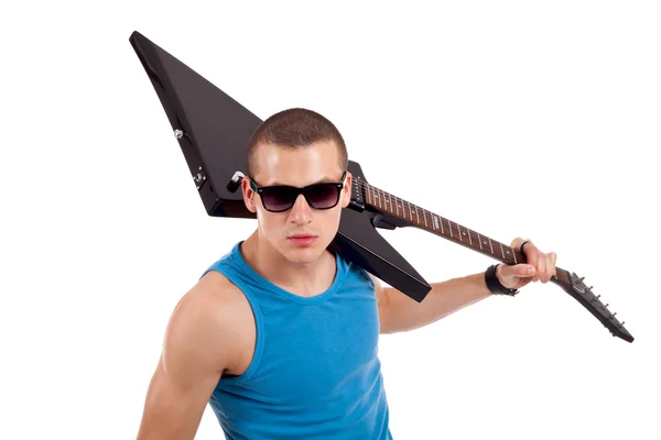Guitarra en hombro — Foto de Stock