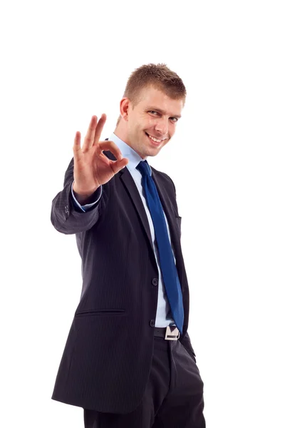 Biznesmen co ok gest — Zdjęcie stockowe