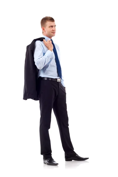 Business man with coat on shoulder — Stock Photo, Image