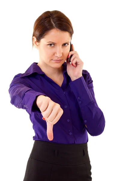 Woman with thumb down — Stock Photo, Image